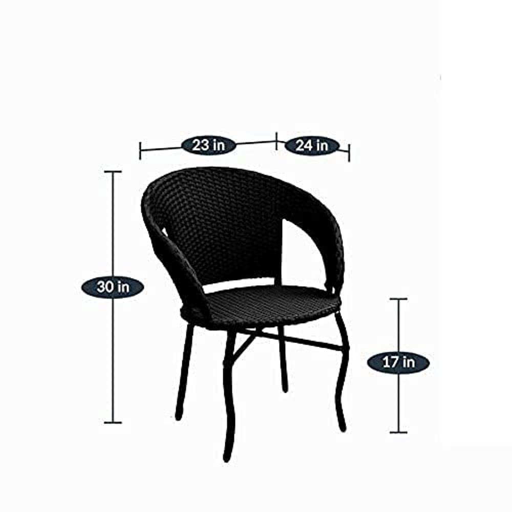 IIOF Garden Patio 4 Seating Chair with 1 glass Table Set Balcony Outdoor Furniture (Black). - Image 5