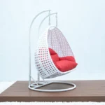 IIOF Outdoor/Balcony/Garden Furniture Double Seater Hanging Swing Chair with Stand (White & Red)).