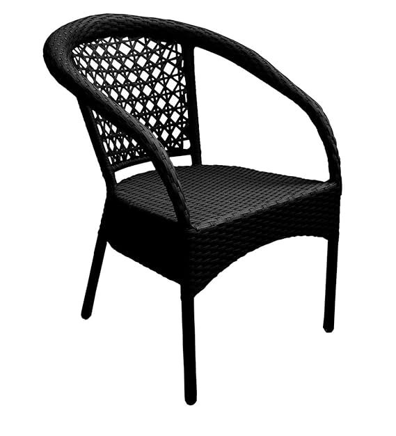 IIOF Garden Patio Seating Chairs with Rectangle Glass Table Set Balcony Outdoor Furniture with 1 Tables and 4 Chair Set (Black) - Image 3