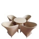 IIOF Garden Patio 4 Seating Chair with 1 full Table Set Balcony Outdoor Furniture (sand brown)