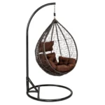 IIOF Outdoor/Indoor/Balcony/Garden Swing Chair with Stand and Cushion Set (Dark Brown & brown) )