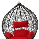 IIOF Hammock hanging swing chair with red cushion for Outdoor/Indoor/Balcony without Stand Set (Black and Red)