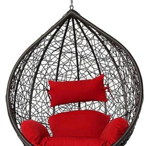 IIOF Hammock hanging swing chair with red cushion for Outdoor/Indoor/Balcony without Stand Set (Black and Red)