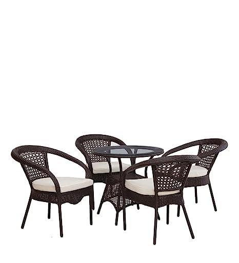 IIOF D-8 Patio |Indoor| Outdoor| Living Room | Balcony | Garden |(4 Chair + 1 Table)|Furniture Set |Coffee Chair Set |Powder Coated| (Brown) - Image 2