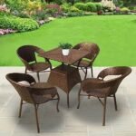 IIOF D-12 Patio |Indoor| Outdoor| Living Room | Balcony | Garden |(4 Chair + 1 Table)|Furniture Set |Coffee Chair Set |Powder Coated| (Golden)