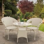 IIOF Garden Patio 2 Seating Chair with 1 glass Table Set Balcony Outdoor Furniture (White).