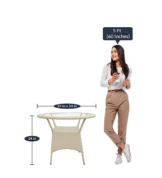 IIOF Garden Patio 2 Seating Chair with 1 glass Table Set Balcony Outdoor Furniture (White). - Image 4