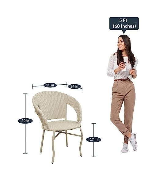 IIOF Garden Patio 2 Seating Chair with 1 glass Table Set Balcony Outdoor Furniture (White). - Image 3