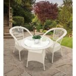 IIOF Garden Patio Seating Chairs with Glass Table Set Balcony Outdoor Furniture with 1 Tables and 2 Chairs Set (White).
