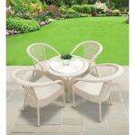 IIOF D-8 Patio |Indoor| Outdoor| Living Room | Balcony | Garden |(4 Chair + 1 Table)|Furniture Set |Coffee Chair Set |Powder Coated| (White)