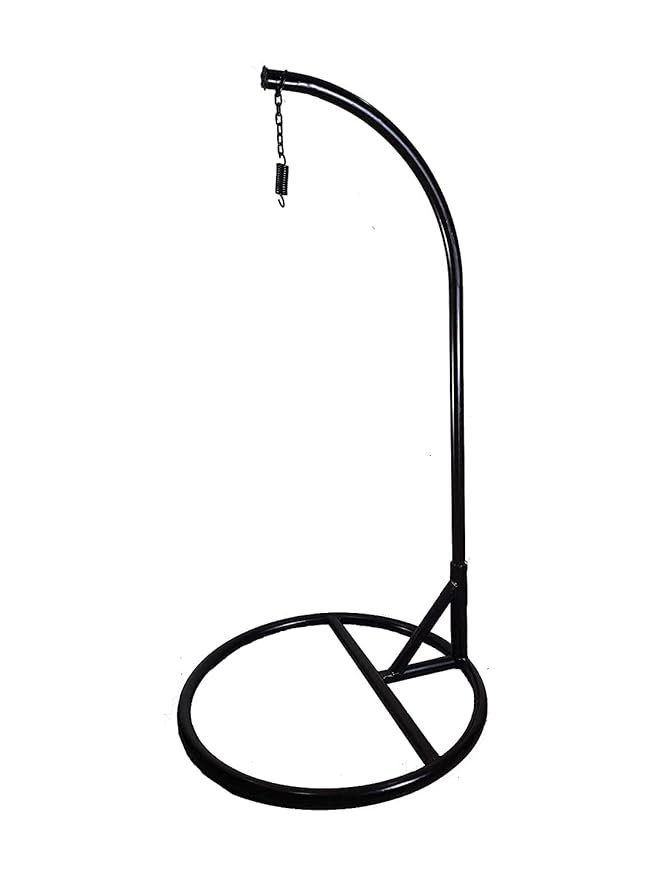 IIOF Outdoor/Indoor/Balcony/Garden/Patio Swing Chair with Stand and Cushion Set (Brown and Green). - Image 4