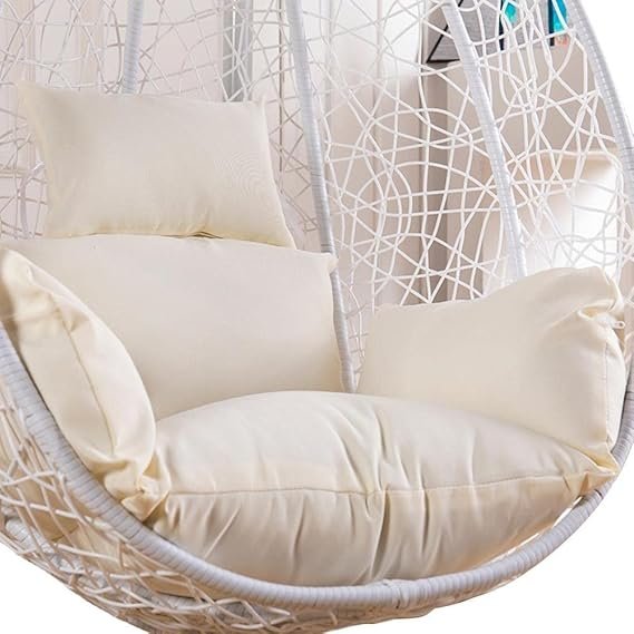 IIOF Outdoor/Indoor/Balcony/Garden/Patio Swing Chair with Stand and Cushion Set (White and Cream). - Image 4
