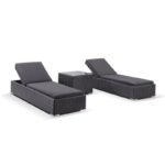 IIOF Outdoor Lounge Chairs Set: Black Rattan with Cushions & Table.