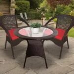 IIOF D-8 indoor/outdoor patio Coffee Chair Set (2 Chair + 1 Table)  |Powder Coated| (Black).