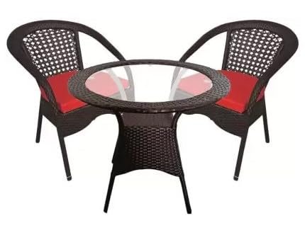 IIOF D-8 indoor/outdoor patio Coffee Chair Set (2 Chair + 1 Table) |Powder Coated| (Black). - Image 2