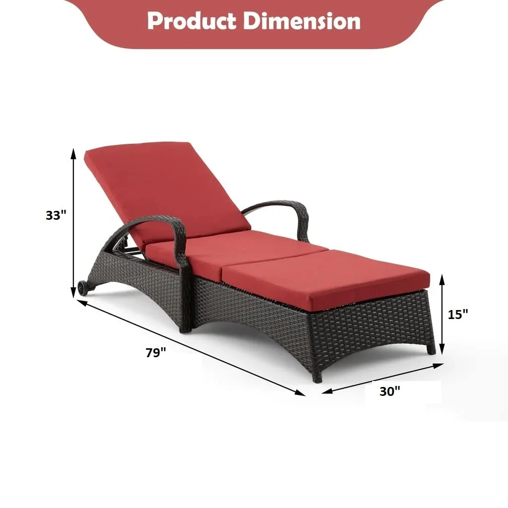 IIOF Patio Lounger (Dark Brown/Red) - Image 2