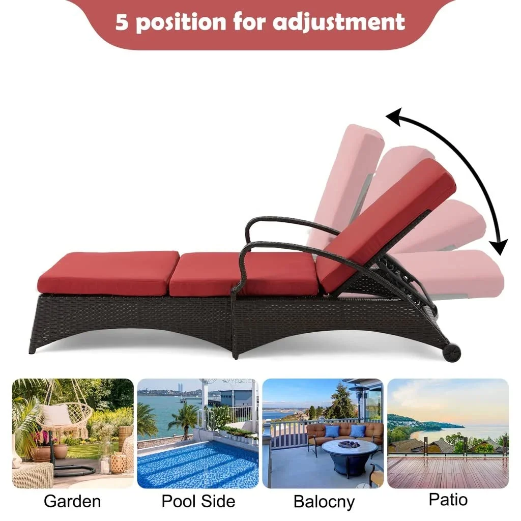 IIOF Patio Lounger (Dark Brown/Red) - Image 3