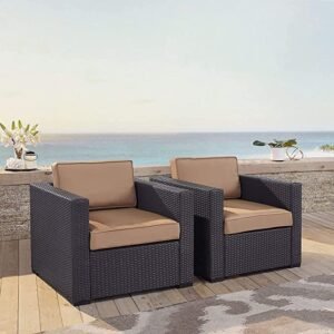 IIOF Indoor/Outdoor Patio Sofa Set With Cushions (Dark Brown & Beige)