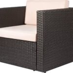 IIOF Indoor/Outdoor Sofa 1-Piece (Dark Brown/Cream)