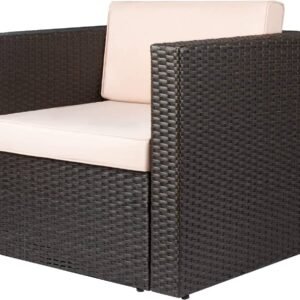 IIOF Indoor/Outdoor Sofa 1-Piece (Dark Brown/Cream)