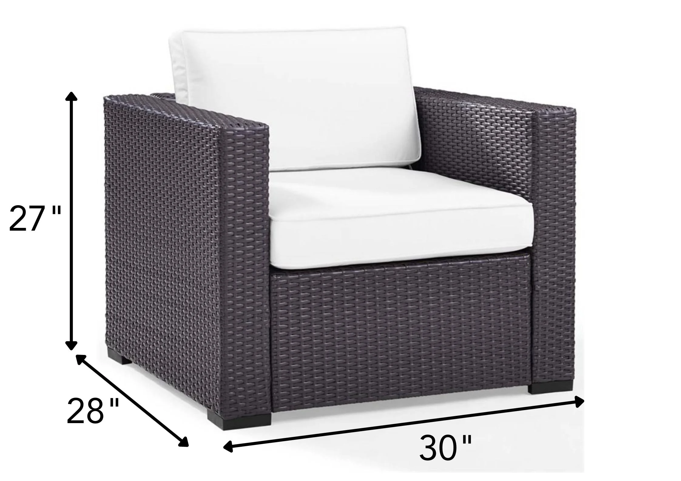 IIOF Sofa set Patio Wicker Sofa 1-Seat and Table (Dark Brown & White) - Image 2