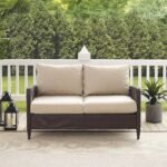 IIOF Wicker Patio 2 seater Sofa with Cushion (Dark Brown/Cream)