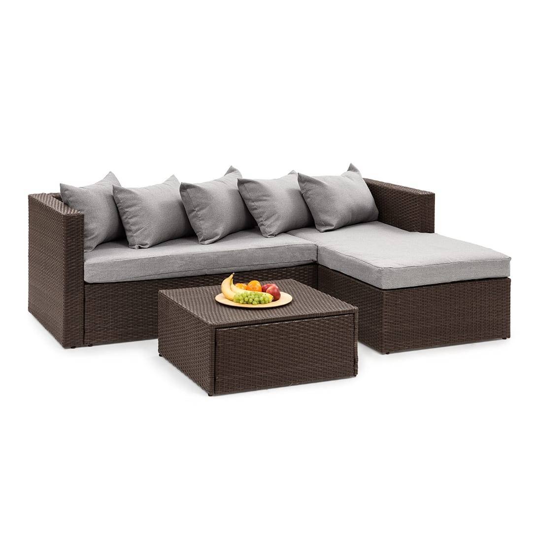 IIOF 3 Piece HDPE Wicker Rattan All Weather Outdoor Sofa Set (Dark Brown & Grey).