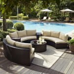 IIOF 9 Seater Rattan Wicker Patio Sofa Set With Table (Dark Brown & Cream)
