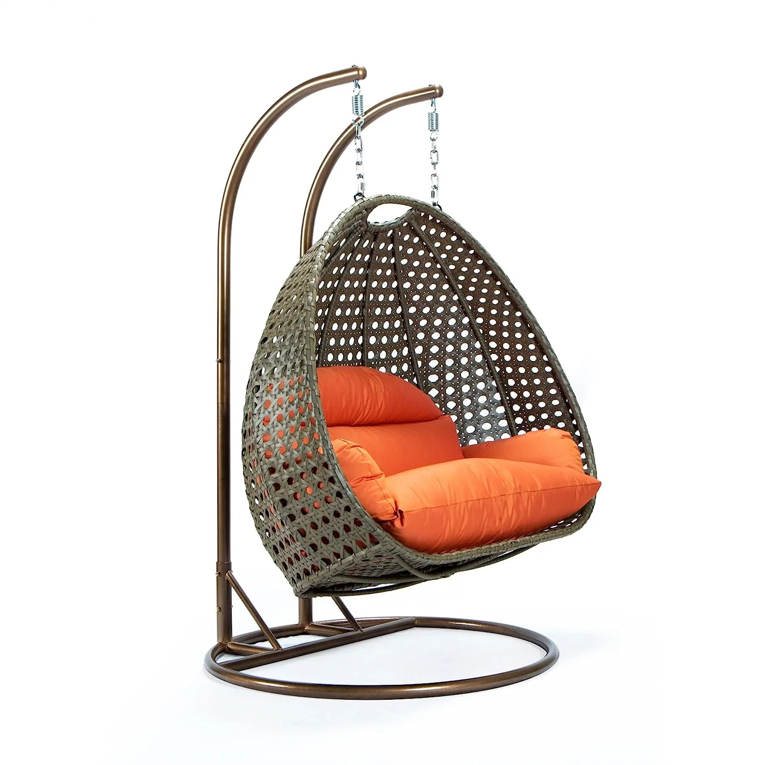 IIOF Outdoor/Garden Furniture Double Seater Hanging Swing Chair with Stand (Dark Brown & Orange)). - Image 3