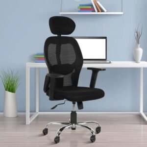 IIOF New York Superb Office Chair, High Back Mesh Ergonomic Home Office Desk Chair with 2D Adjustable Armrests & Lumbar Support, Knee-Tilt Mechanism & Heavy Duty Metal Base.