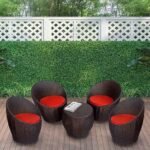 Introducing the IIOF 4-Seater and 1 table Apple Chair Set with Red Cushion.
