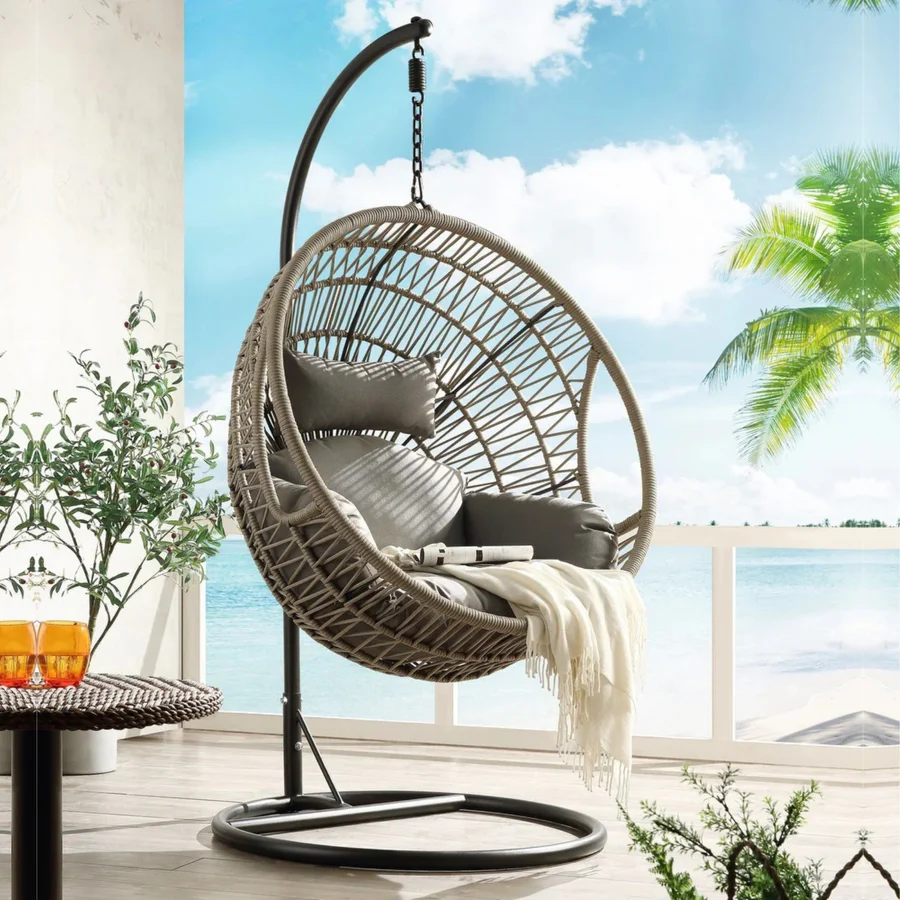 Premium Netted Rope Swing Chair for Balcony & Indoor (Elegant Grey)