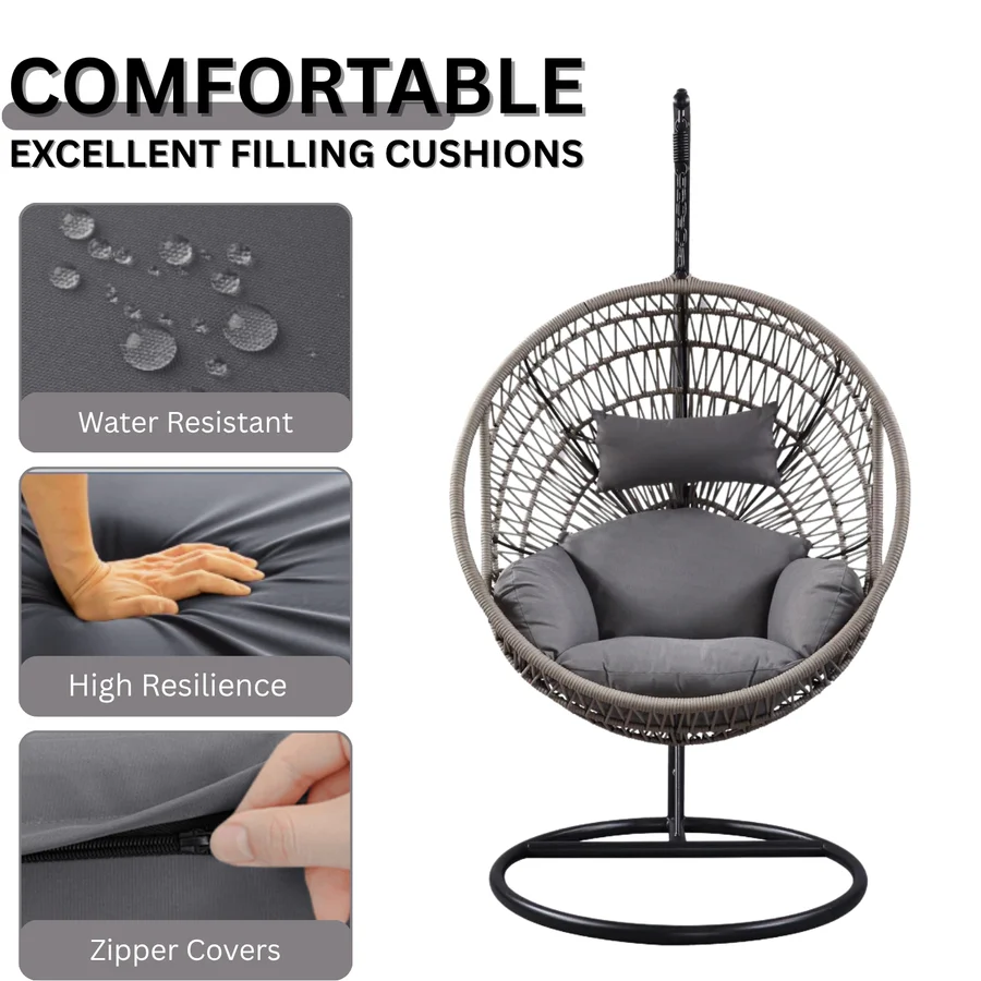Premium Netted Rope Swing Chair for Balcony & Indoor (Elegant Grey) - Image 6